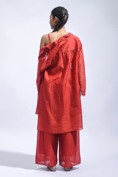 JAYATI GOENKA Rouge Rhythm Chanderi Silk Shirt & Pant Set 