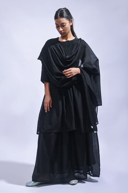 JAYATI GOENKA Noir Rhythm Chanderi Silk Skirt Set 