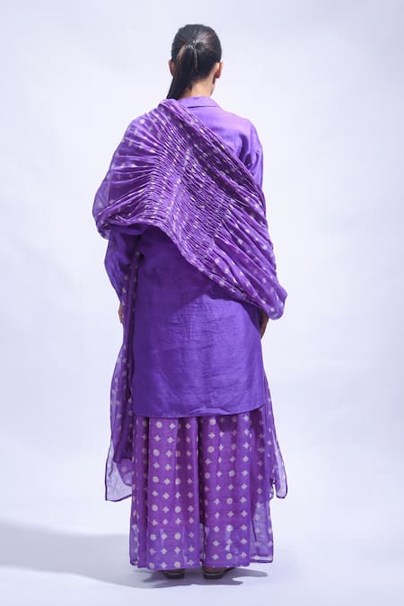 JAYATI GOENKA Violet Chanderi Silk Printed Skirt Set 