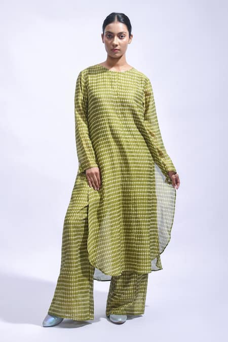 JAYATI GOENKA Silk Block Printed Kurta & Pant Set 