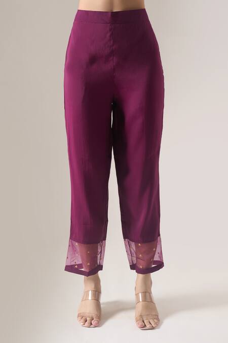 Naintara Bajaj Purple Silk Embroidery, Sequins Round Neck Kurta Set With Dupatta Online at Aza Fashions Naintara Bajaj_Purple Silk Embroidery, Sequins Round Neck Kurta Set With Dupatta _Online_at_Aza_Fashions