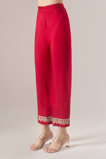 Buy Naintara Bajaj Red Silk, Organza, Net Embroidery, Tassels, And Thread Kurta Pant Dupatta Set Online at Aza Fashions Buy_Naintara Bajaj_Red Silk, Organza, Net Embroidery, Tassels, And Thread Kurta Pant Dupatta Set _Online_at_Aza_Fashions