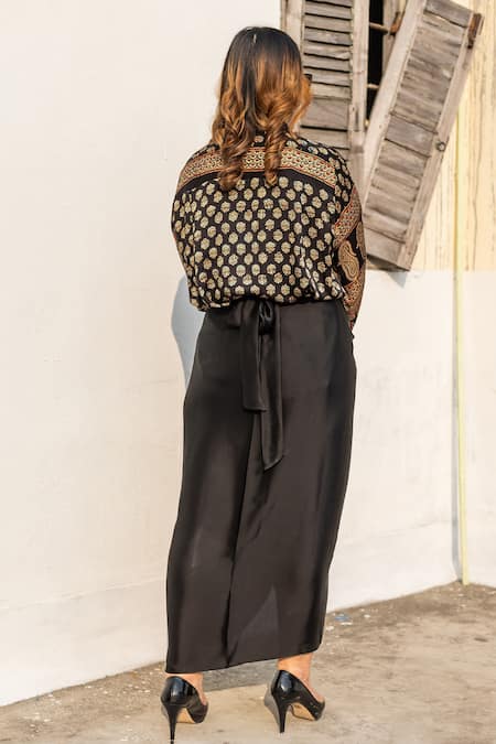 Prahnaaya Ajrakh Hand-Block Printed Shirt & Wrap Skirt Set 