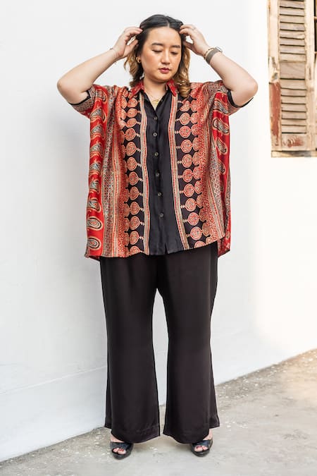 Prahnaaya Hand-Block Ajrakh Printed Shirt & Pant Set 