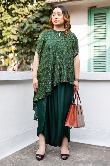 Prahnaaya Ajrakh Hand-Block Printed Tunic & Dhoti Skirt Set 