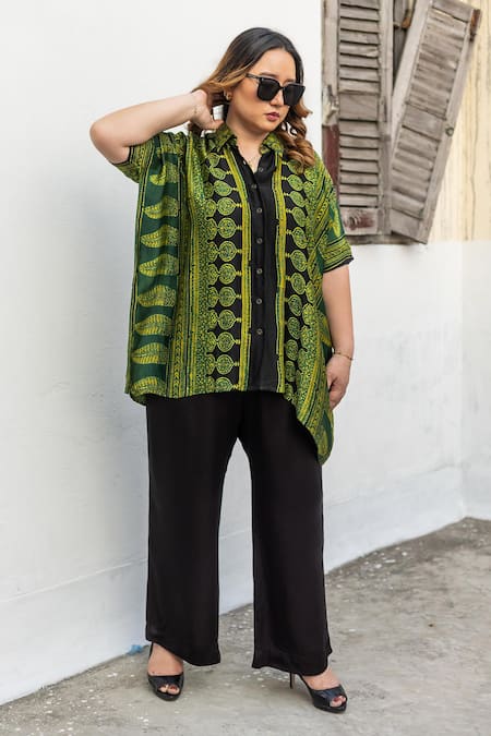 Prahnaaya Ajrakh Hand-Blocked Bubble Motif Shirt & Pant Set 