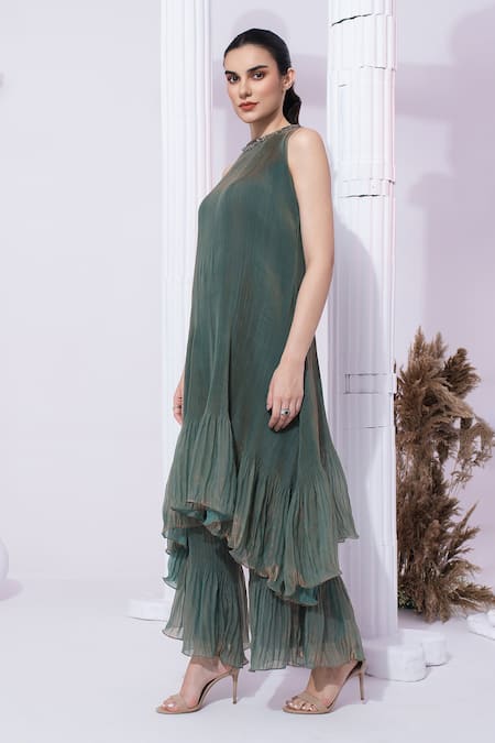 Buy Preeti Mehta Green Tissue, Satin Embroidery, Stones, Beads High Metallic Moss Kurta Set Online at Aza Fashions Buy_Preeti Mehta_Green Tissue, Satin Embroidery, Stones, Beads High Metallic Moss Kurta Set _Online_at_Aza_Fashions