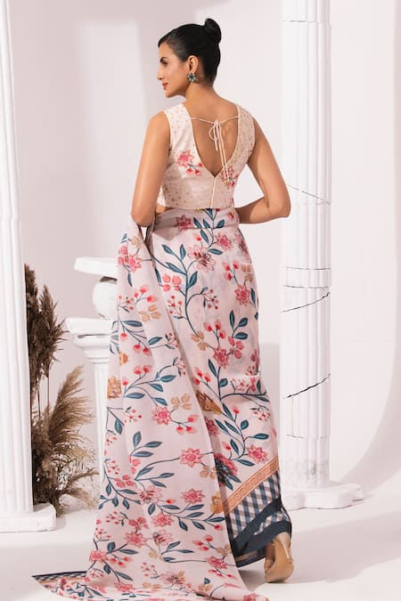 Preeti Mehta Checks & Whimsy Pre-Draped Saree With Blouse 