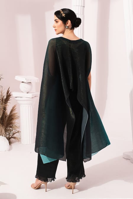 Preeti Mehta Ombre Sea Blue Kaftan & Dhoti Skirt Set 