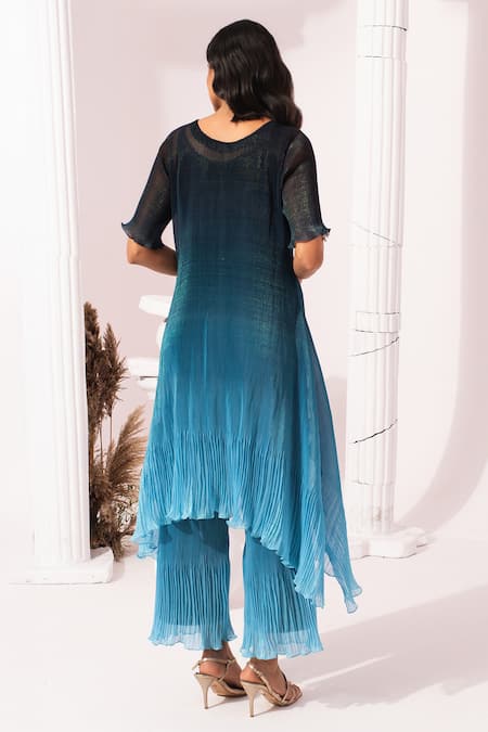 Preeti Mehta Ombre Ocean Blue Kaftan & Pant Set 