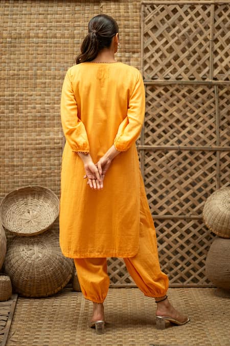 Vaani Beswal Bagh Applique Floral Kurta & Barrel Pant Set 