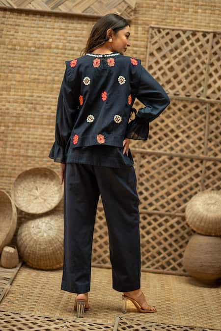 Vaani Beswal Fariah Floral Applique Embroidered Shirt Pant Set 