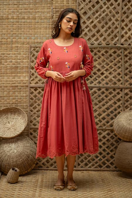 Vaani Beswal Praha Hand Embroidered Midi Dress 