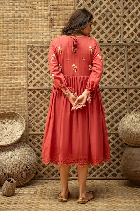 Vaani Beswal Praha Hand Embroidered Midi Dress 