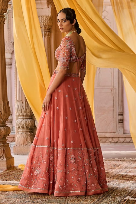 Zoon Aari Hand Embroidered Lehenga Set 