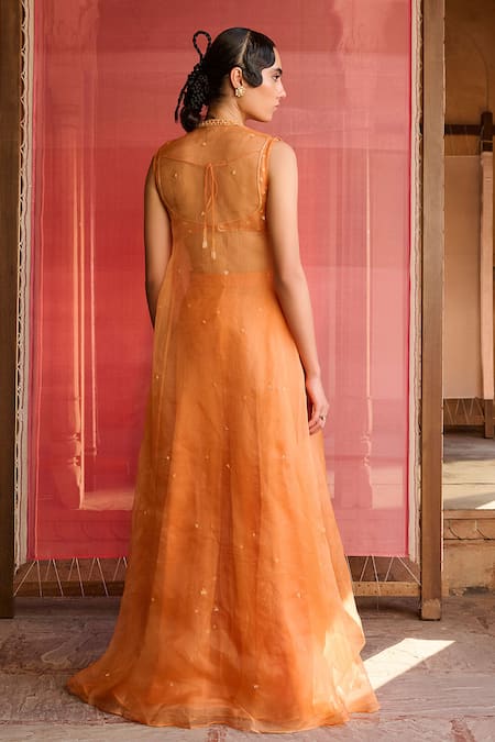 Buy Zoon Orange Net, Organza Embroidery Sweetheart Neck, Round Aari Jacket Palazzo Set Online at Aza Fashions Buy_Zoon_Orange Net, Organza Embroidery Sweetheart Neck, Round Aari Jacket Palazzo Set _Online_at_Aza_Fashions