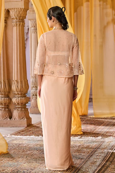 Zoon Aari Embroidered Jacket Skirt Set 