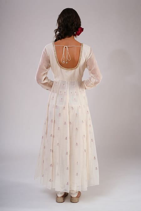 Kalakari By Akanksha Ada Chanderi Embroidered Anarkali Churidar Dupatta Set 