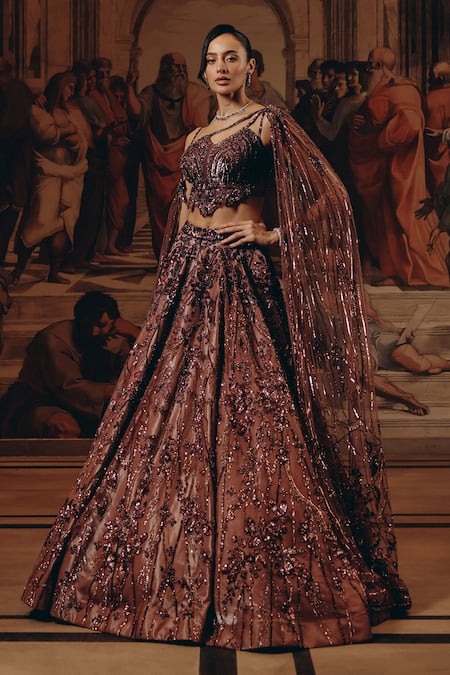 Adaara Couture Embellished Lehenga & Asymmetric Strap Top 