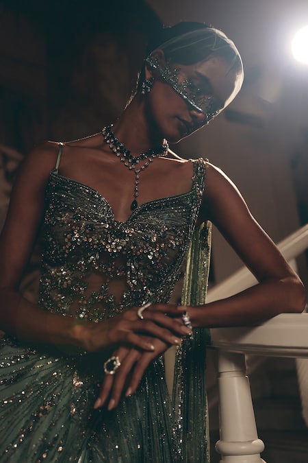 Buy_Adaara Couture_Mint Net, Satin, Crepe Sequins, Embroidery Sweetheart Neck Embellished And Gown _Online_at_Aza_Fashions