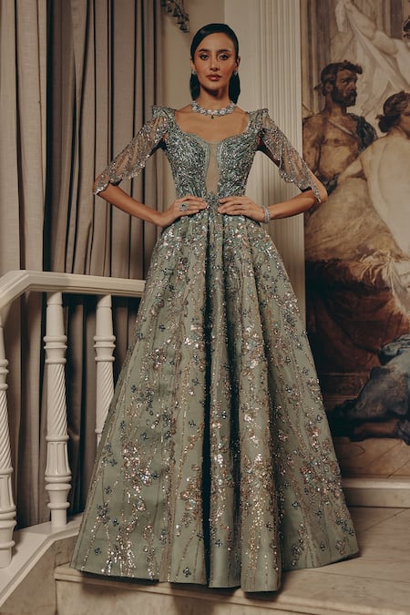 Adaara Couture Embellished Net & Organza Gown 