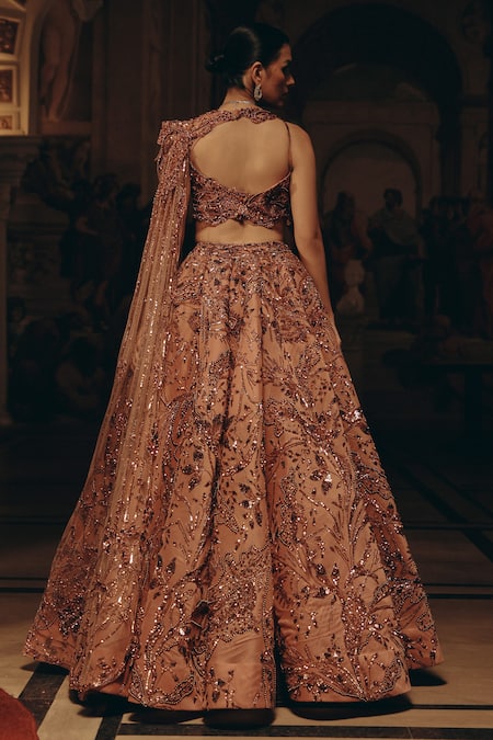 Adaara Couture Sequined & Embroidered Lehenga With Draped Blouse 