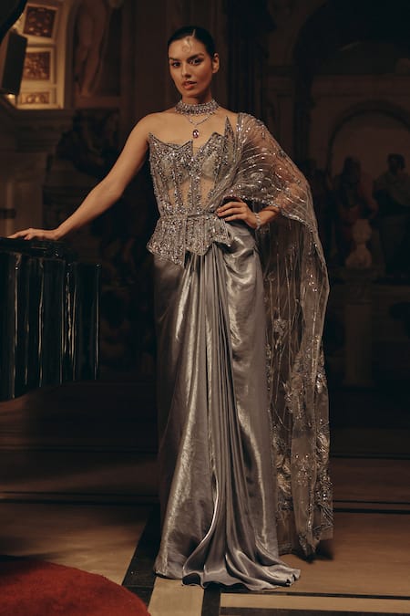 Adaara Couture Embellished Corset Saree Gown 