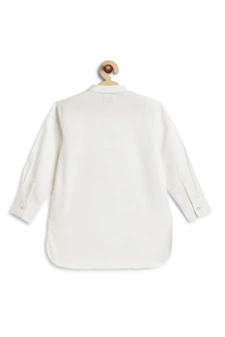 Tiber Taber Pintuck Detail Self Woven Kurta 