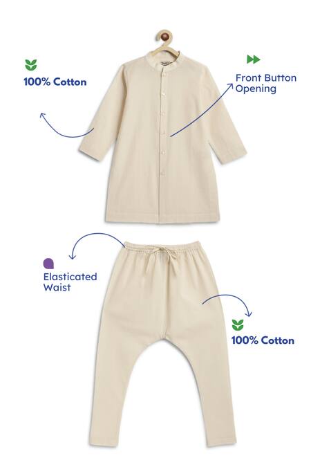 Tiber Taber Cream Cotton Plain Kurta And Pyjama Set Online at Aza Fashions Tiber Taber_Cream Cotton Plain Kurta And Pyjama Set _Online_at_Aza_Fashions