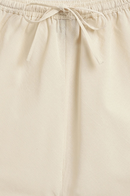 Shop Tiber Taber Cream Cotton Plain Kurta And Pyjama Set Shop_Tiber Taber_Cream Cotton Plain Kurta And Pyjama Set