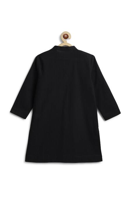 Tiber Taber Black Cotton Plain Band Collar Kurta And Pyjama Set Online at Aza Fashions Tiber Taber_Black Cotton Plain Band Collar Kurta And Pyjama Set _Online_at_Aza_Fashions