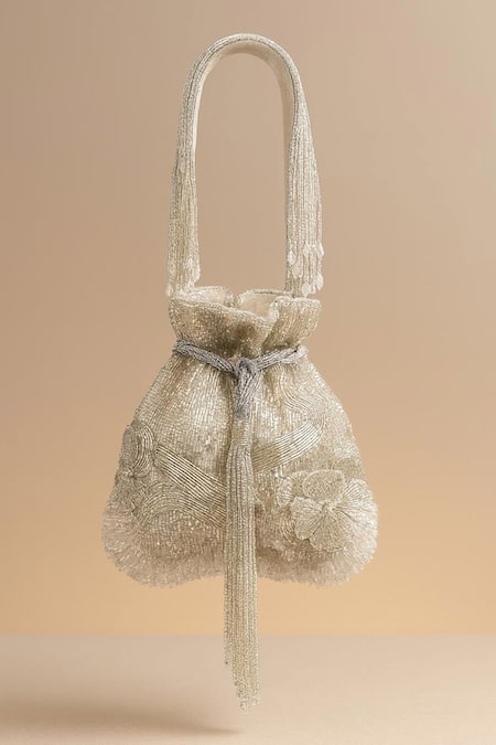 Tasna Handcrafted Stone & Bead Embellished Potli Bag 