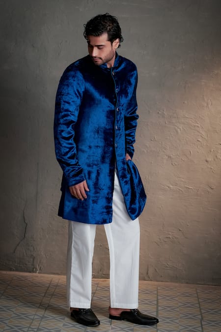 Charkhee Velvet Bandhgala & Trouser Set 