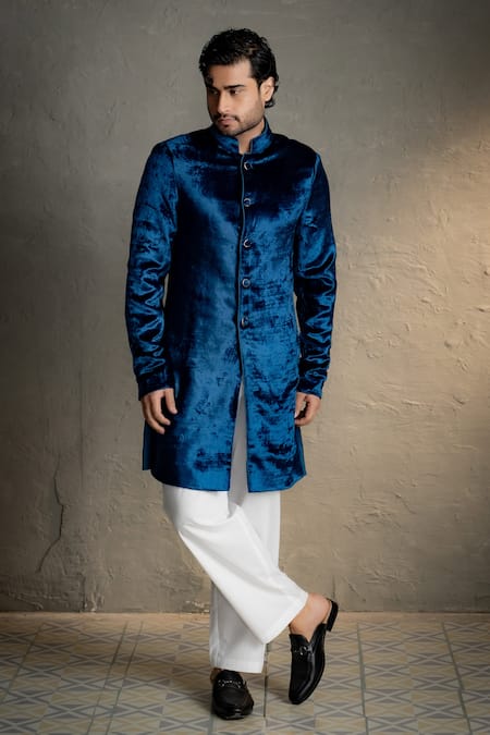 Charkhee Velvet Bandhgala & Trouser Set 