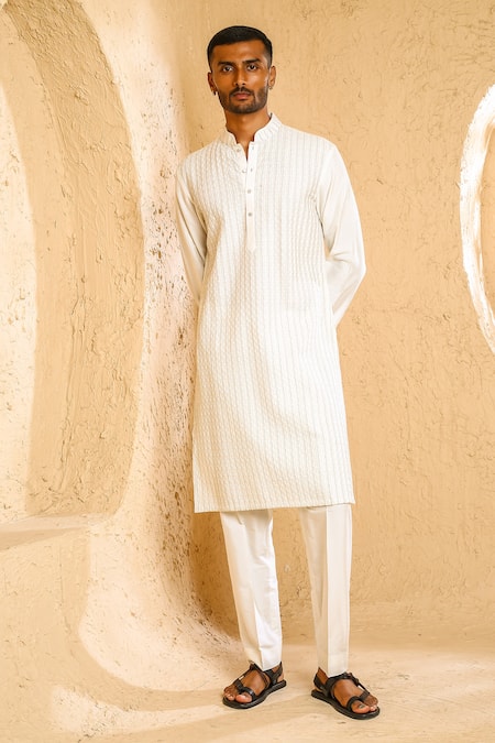 Chatenya Mittal Pintuck Embroidered Kurta & Pant Set 