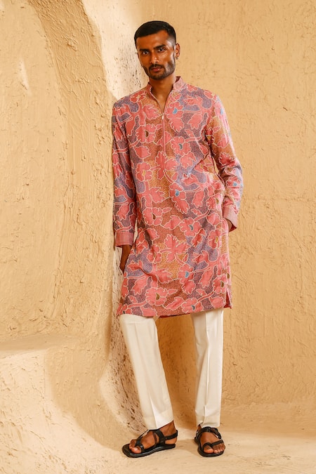 Chatenya Mittal Embroidered Silk Blend Kurta & Pant Set 