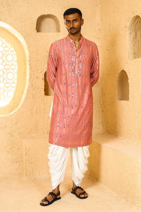 Chatenya Mittal Mirror Embroidered Kurta & Draped Pant Set 