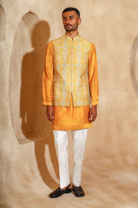 Chatenya Mittal Embroidered Nehru Jacket Kurta Set 