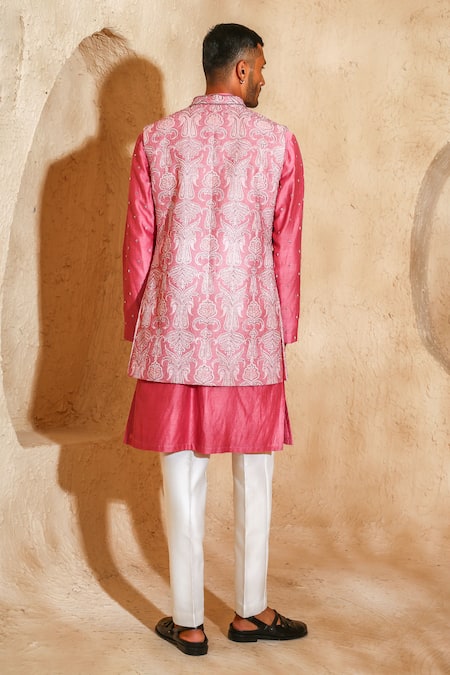Chatenya Mittal Embroidered Open Nehru Jacket & Kurta Set 