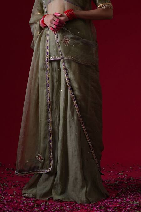 Kalakari By Akanksha_Gray Organza, Silk, Silk, Sumitra Sheer Jacket Sharara Set _Online_at_Aza_Fashions