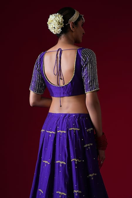Shop_Kalakari By Akanksha_Purple , , , Organza Rajeshwari Lehenga Set _Online_at_Aza_Fashions