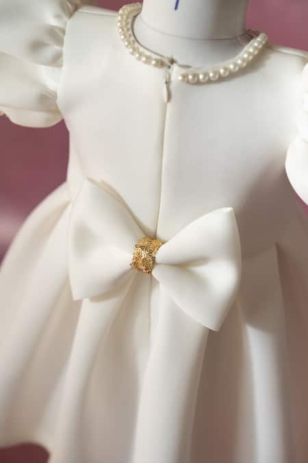 Ruchika Lath Label_White Sequins, Beads, Bows, Embroidery Golden Butterfly Dress _Online_at_Aza_Fashions