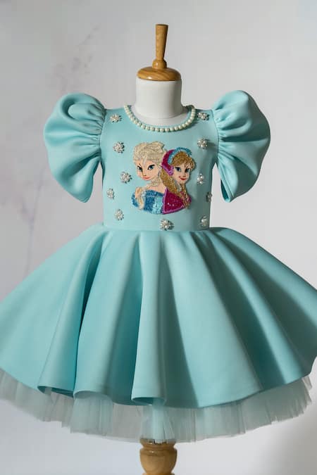 Ruchika Lath Label Frozen Theme Embroidered Puff Sleeve Dress 