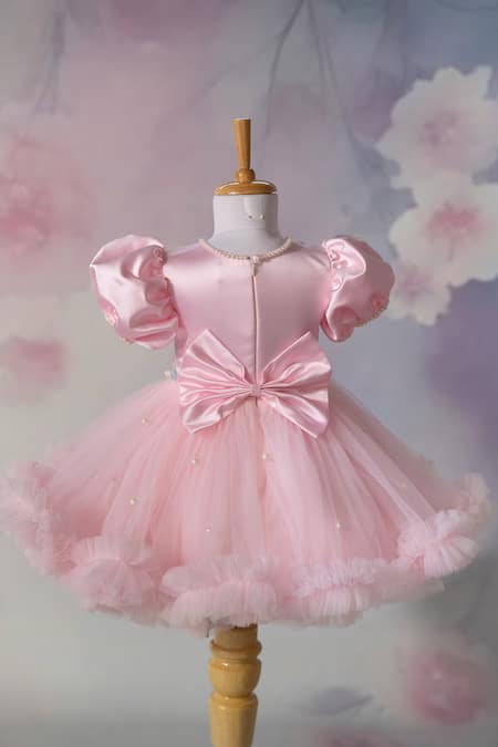 Ruchika Lath Label Fairy Garden Embroidered Puff Sleeve Dress 