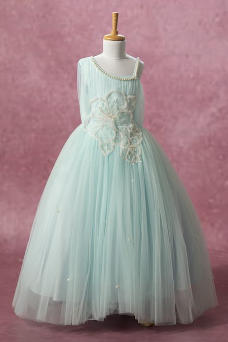 Ruchika Lath Label Crystal Flower Embroidered Net Gown 