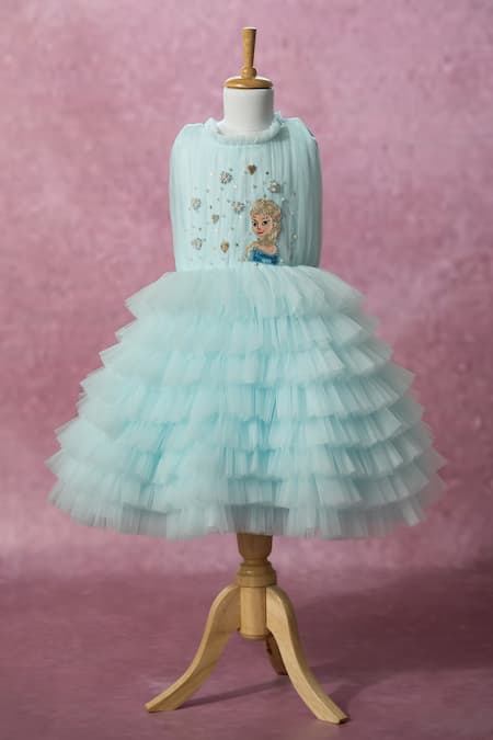 Ruchika Lath Label Elsa Hand Embroidered Ruffled Net Dress 