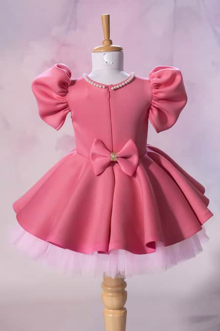 Ruchika Lath Label Puff Sleeve Butterfly Embroidered Dress 