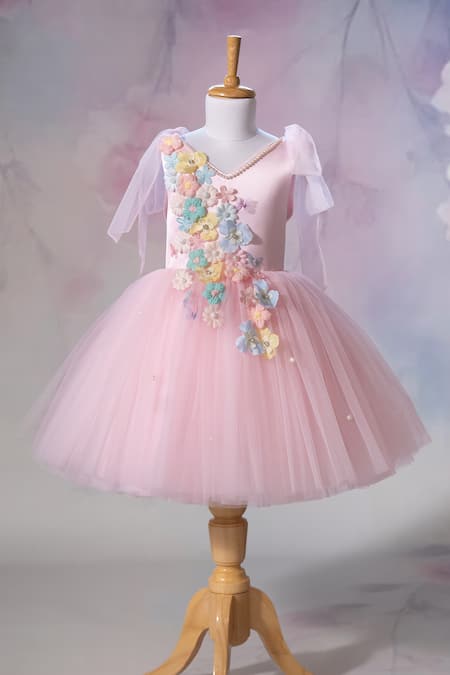 Ruchika Lath Label 3D Floral Applique Embroidered Dress 