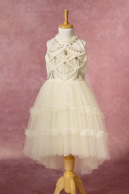 Ruchika Lath Label Off White Net Beads, Sequins, Stones, Embroidery Hand Tiered Gown at Aza Fashions Ruchika Lath Label_Off White Net Beads, Sequins, Stones, Embroidery Hand Tiered Gown _at_Aza_Fashions