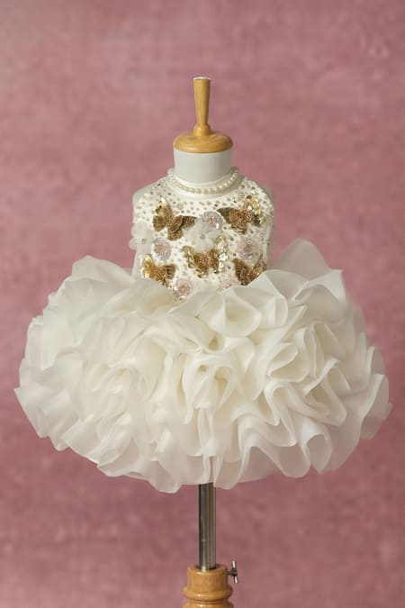 Ruchika Lath Label Organza Ruffled Dress 